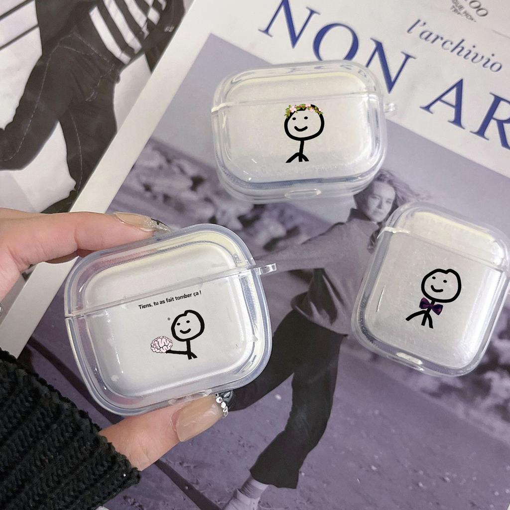 Case for Apple Airpods 2 1 Earphone Cases With Hook funny Cute Cartoon Matchman For Airpod Pro 3 Pro2 Clear Protective Covers