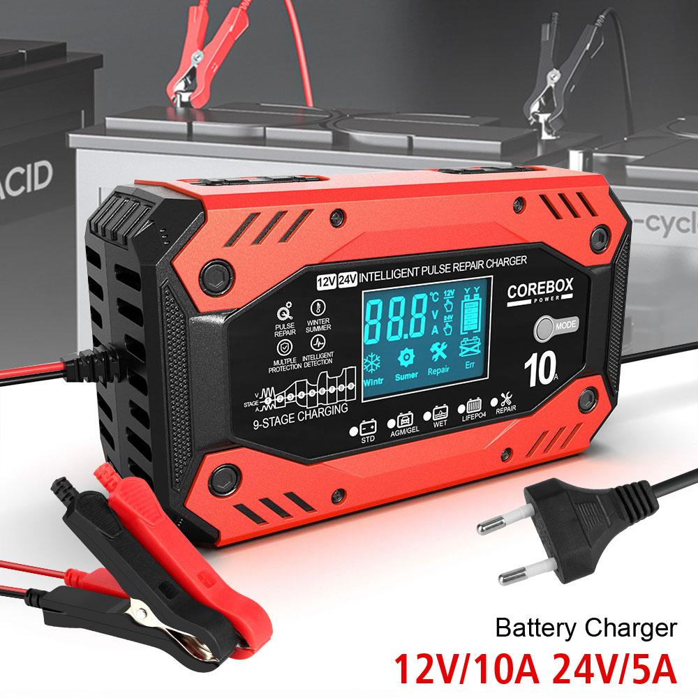 Automotive Battery Charger AGM 12V 10A Car and Motorcycle Battery Charging Devices Intelligent Maintenance of Lead Acid Battery