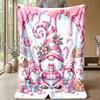 Pink Candy Christmas Gnomes Theme Blanket Lightweight Warm Flannel Blanket Decorative Throw Blanket for Home Decoration