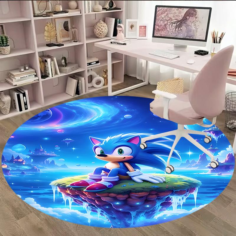 1pc Sonic4 Print Round Carpet Chair Round Carpet Suitable for Bedroom Living Room Home Decorative Carpet