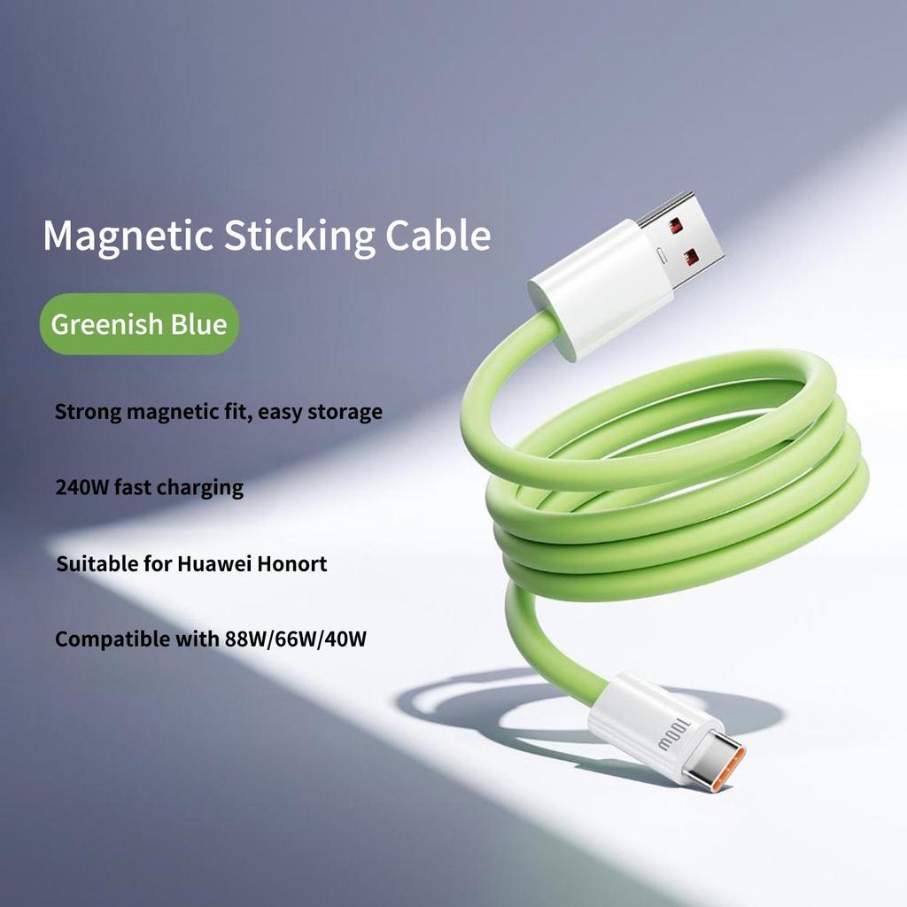 240W Silicone Magnetic Fast Charging Cable for Apple, Android, Tablets & Laptops