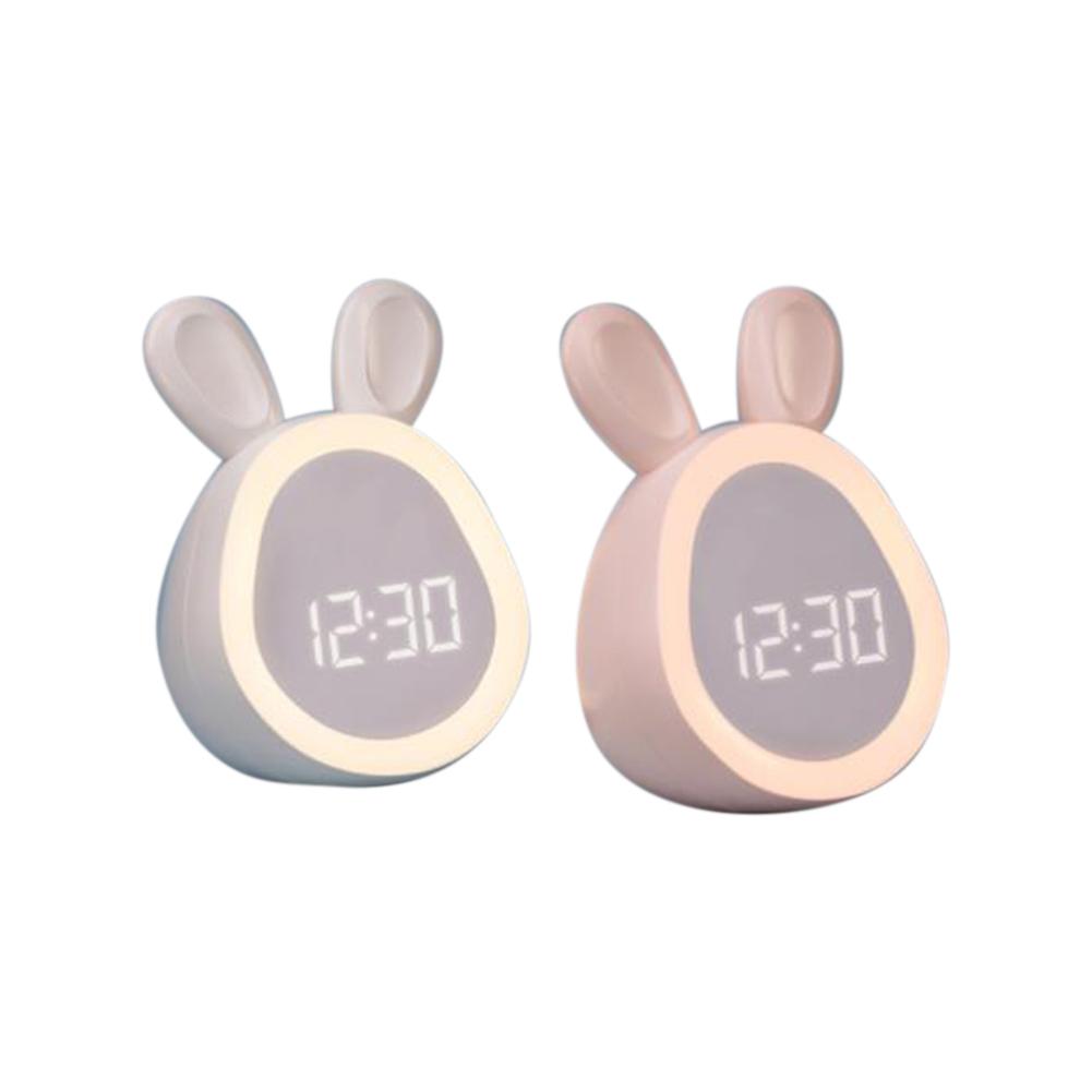 1PC Kids Cute Rabbit Alarm Clock With Night Light Stepless Dimming Led Digital Alarm Clock For Boys Girls