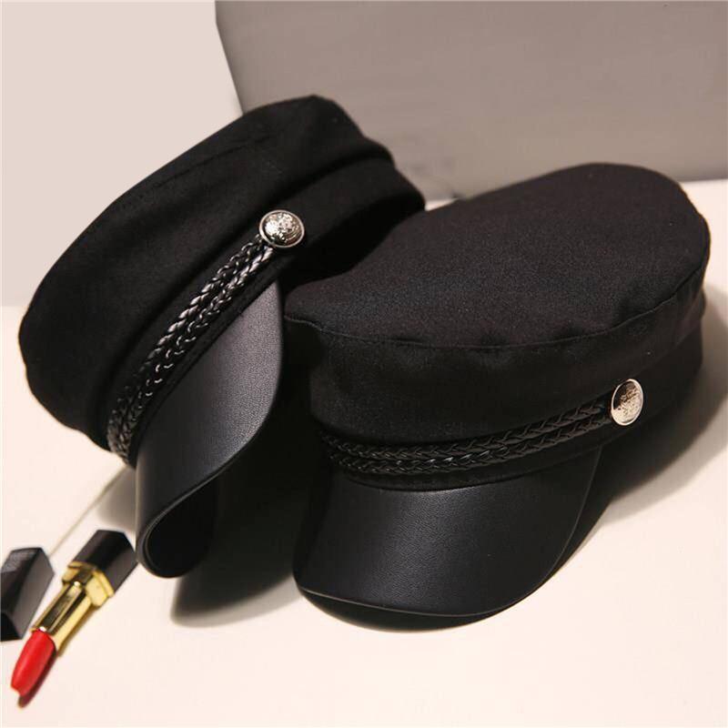 

Fashion Women Men Hat Spring Autumn Sailor Hats Black Ladies Beret Caps Flat Top Captain Cap Travel Cadet Octagonal Hat