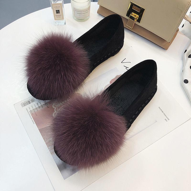 Mao Mao Schuhe Damen 2025 Herbst und Winter neu Oberbekleidung Koreanische Version Doudou Schuhe Damen Samt Damenschuhe Flachboden Vielseitig Umstandsschu