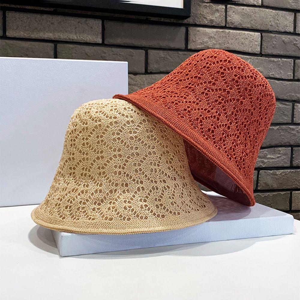 Knitted Hat Spring Basin Pure Color Caps Linen Bucket Hat Korean Style Caps Female Hats Sun Hat