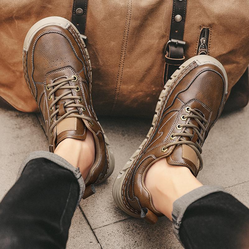 Prodyšné Retro Kožené Outdoorové Boty Měkké Pohodlné Odolné proti Opotřebení Pánské Designové Boty Tenisky Nové Pánské Ležérní Boty Vysoká Kvalita