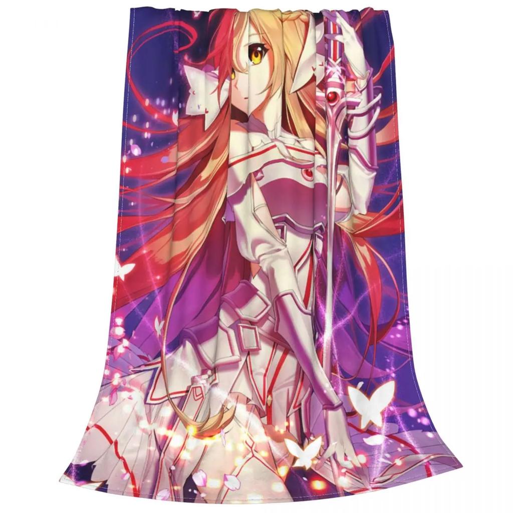 Asuna Yuuki Fleece Blanket Sword Art Online Anime Funny Throw Blanket for Sofa Bedding Lounge 150*125cm Quilt