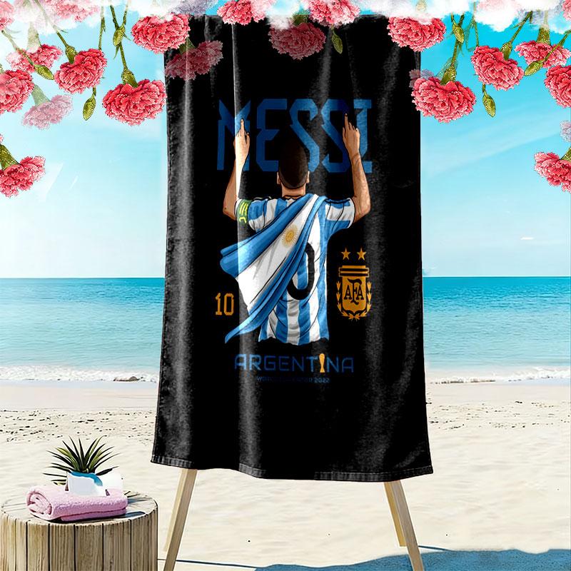 Asciugamano da Spiaggia con Stampa Leggendaria di Messi, Asciugamano Grande Morbido Asciugatura Rapida per Spiaggia Campeggio Nuoto