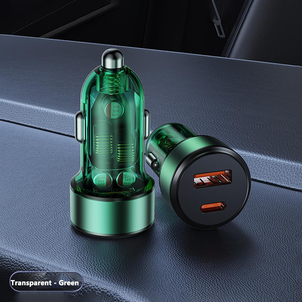 100W Mini Pull Ring Car Charger PD30W QC3.0 Fast Charging USB Type C Car Phone Charger Adapter for Xiaomi Samsung Huawei