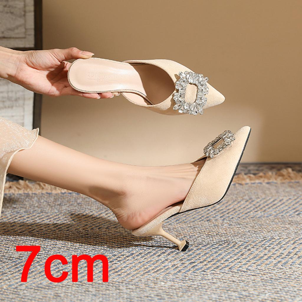 Shoes Women Rhinestones Elegant Sandals Summer High Heels Pointed Toe Sandals Female Playa Female Luxy Luxury Designer Sandals