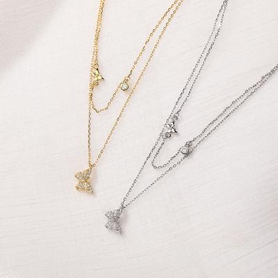Temperament Butterfly Double Layer Necklace for Women's Inns Light Luxury Small and Simple Summer Collar Chain