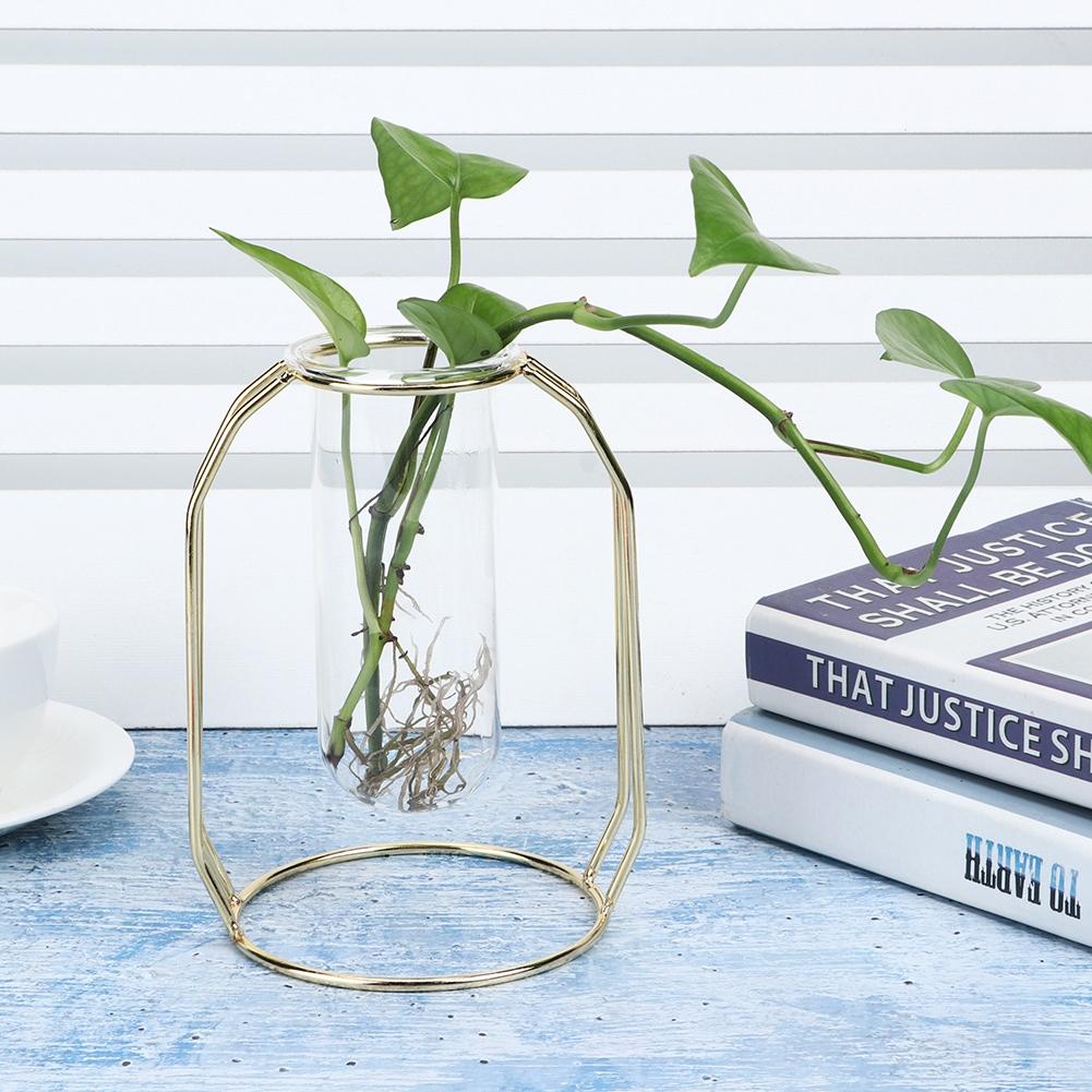 Transparent Hydroponic Plant Vases Flower Pot Tabletop Home DecorationsGold