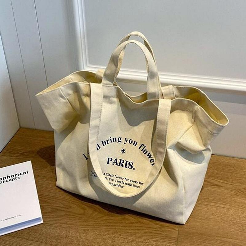 Bolsa tote de lona versão coreana da moda bolsa de ombro simples para estudante bolsa de compras feminina
