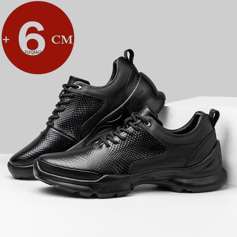 Summer Winter Genuine Leather 6cm Height Increase Sneakers Unisex Lightweight Comfort Breathable Elevator Sports for Men & Women