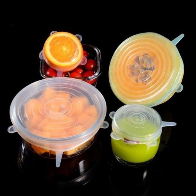 6Pcs Silicone Food Covers Bowl Lids Kitchen Gadgets Strong Stability Dust-proof Fresh-keeping Food Grade Multifunction Flexible