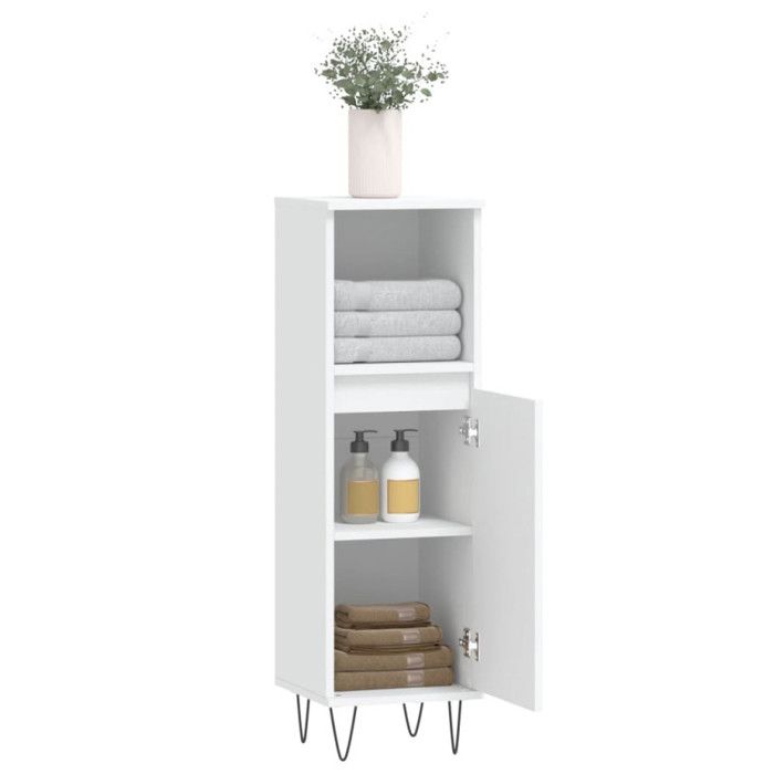 VidaXL Armoire de salle de bain blanc 30x30x100 cm bois d'ingénierie 831556