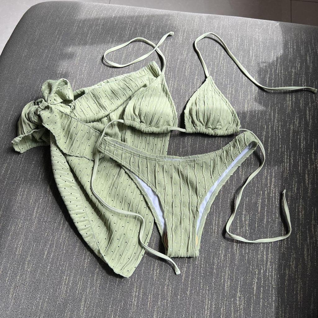 2025 European & American Backless Three-Piece Tie-Up Swimsuit