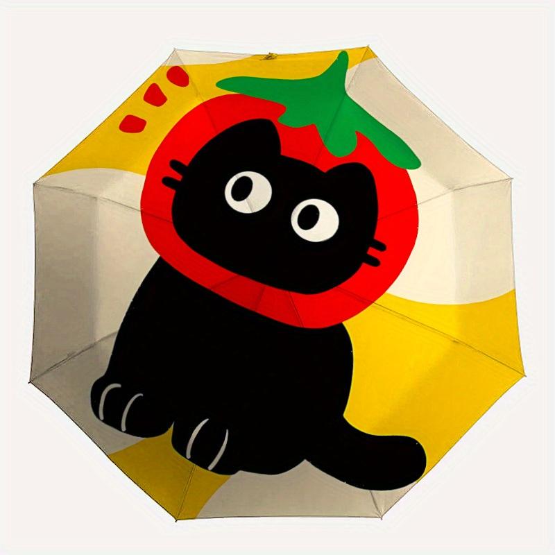 

1pc Tomato Cat Automatic Open/Close Umbrella, Portable Folding Umbrella for Travel, Themed Events, It is suitable as a gift for various festivals, Out