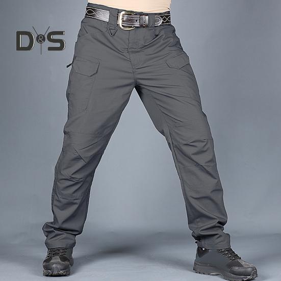 Men Tactical Training Pants Cotton Linen Blend Multiple Pocket Urban Commuter Cargo Trousers Slim Fit Joggers for Work Exercise Outdoor Fishing