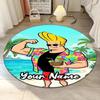 Custom Name Johnny Bravo Printed Round Rug Carpet Chair Rug Area Rug Entryway Doormats,for Office Chair Living Room Bedroom Kitchen Room.