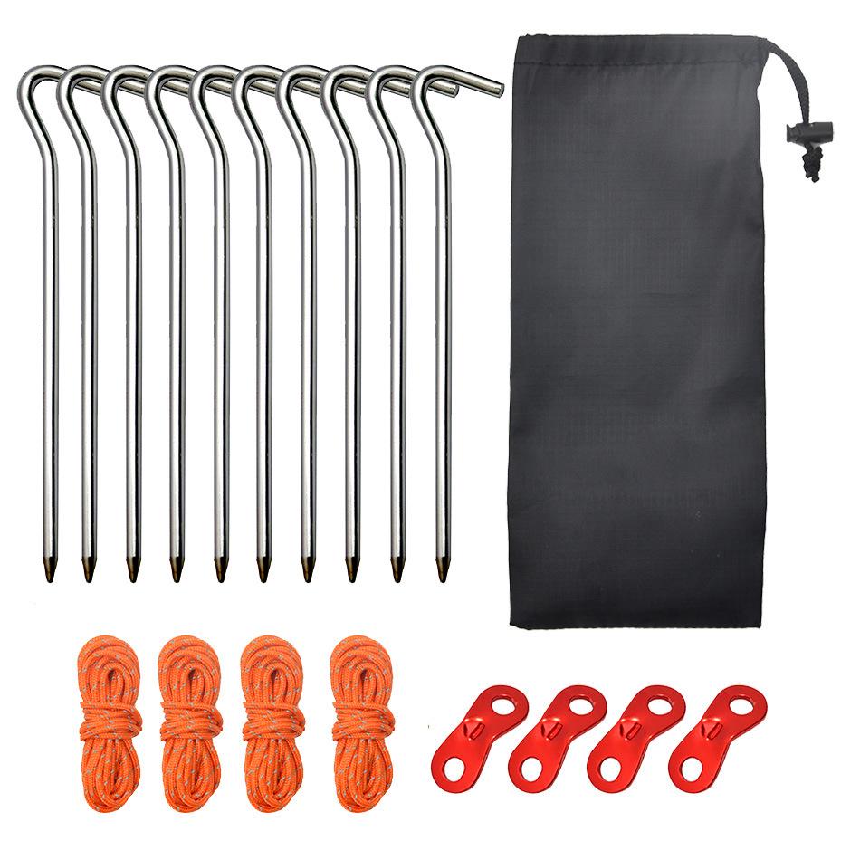 Type 7 Aluminum Alloy Tent Peg and Rope Set with Hammer