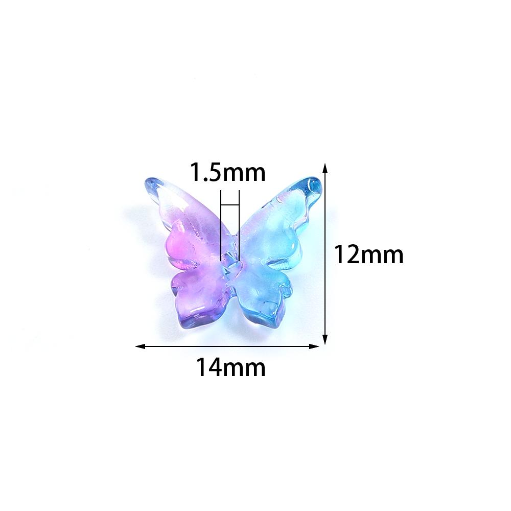 50pcs Butterfly Lampwork Beads 14x12mm Colorful Glass Loose Spacer Beads For Jewelry Making DIY Necklace Bracelets Accessories