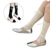 Womens Girls Summer See Through Striped Lace Leg Warmer Cute Ribbon Bowknot Lightweight Leg Cover Long Socks Stockings
