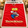 Flannel BlanketSuper Mario Custom Name Text Personalized Soft Warm Throw Blanket Home Decor Gift