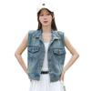 Women's Sleeveless Denim Waistcoat - Summer Trendy, Versatile, Lightweight Small Size