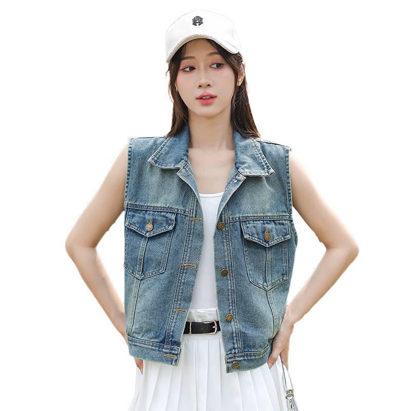 Women's Sleeveless Denim Waistcoat - Summer Trendy, Versatile, Lightweight Small Size