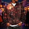 Men's Casual Flannel 1/4 Zip Long Sleeve Sweatshirt with Halloween Print