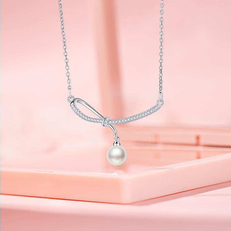 

Узел ожерелья ювелирные изделия женственность пригородный искусственный жемчуг нержавеющая сталь ключичная цепочка