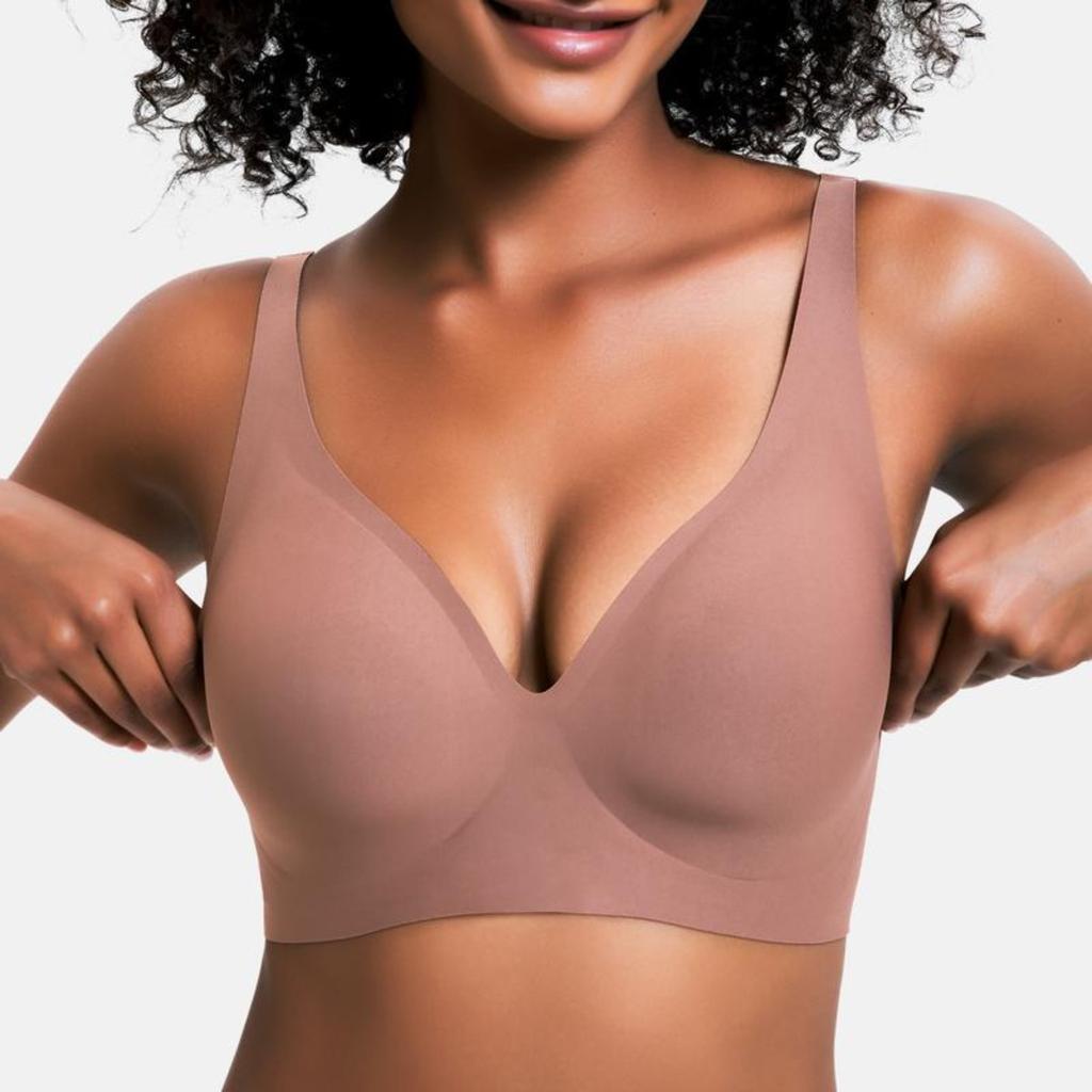 Non Marking Underwear, Women's, Gathered Thin Style, No Steel Ring, Cinched Breast, Anti Sagging, Soft Support, Bra