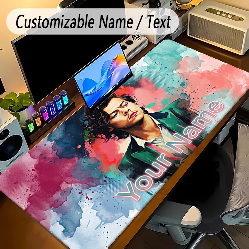 Large Mouse PadHarry Styles Custom Name Text Personalized Desk Mat Non Slip Gaming Pad