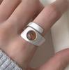 PANJBJ Anello Geometrico in Argento Sterling 925 con Giada di Hotan per Donna Ragazza Regolabile Gioielli Delicati Retrò Regalo di Compleanno Dropshipping