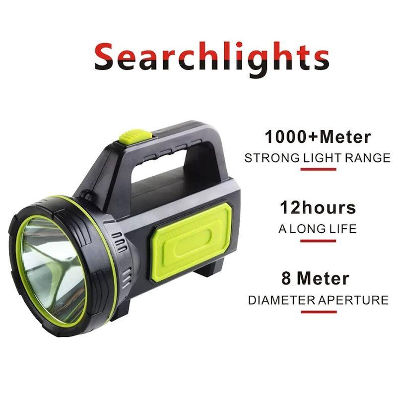 Portable Hand Lamp Rechargeable LED Strong Searchlight Flashlight 2 Lighting Modes Emergency Hiking Camping Energe Saving Torch
