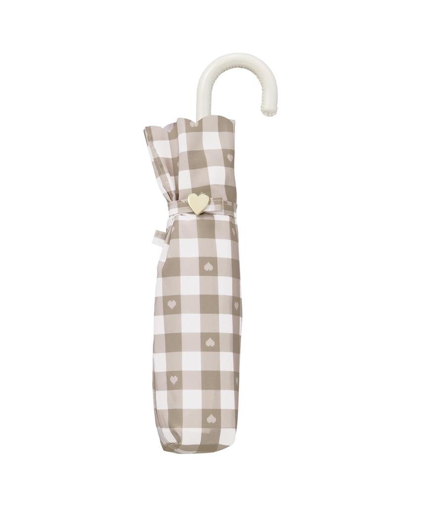 Folding Umbrella Gingham Heart Mini Beige and Rain for Commuting and 2026Wpc. Sun Umbrella/UV Protection Lightweight, Stylish, Cute, School,