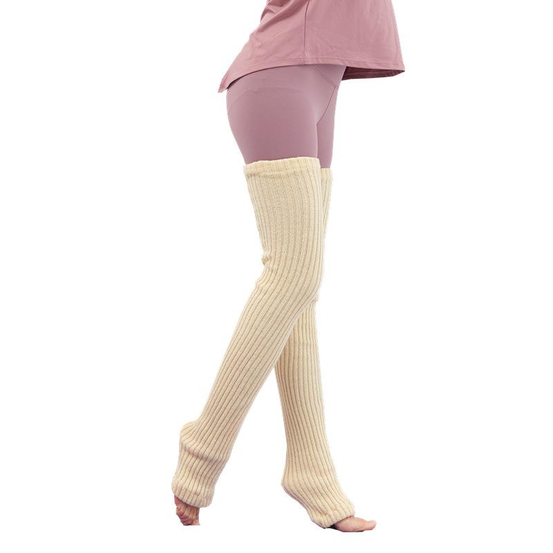80cm Non-Slip Wool Knit Yoga & Dance Leg Warmers for Women - Autumn/Winter