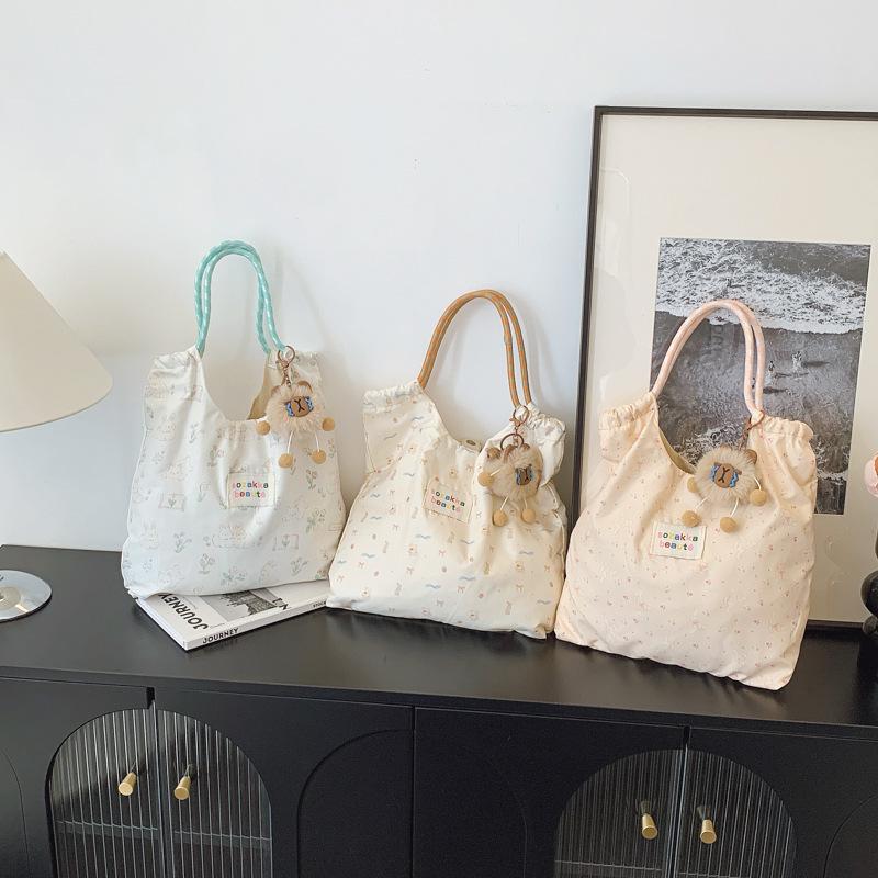 Korean Embossed Cartoon Canvas Tote Bag - Large Capacity Handbag for Women (2025)