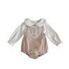 Frühling 2025 Baby Mädchen Puppenkragen Top & Spitzen-Overall Set