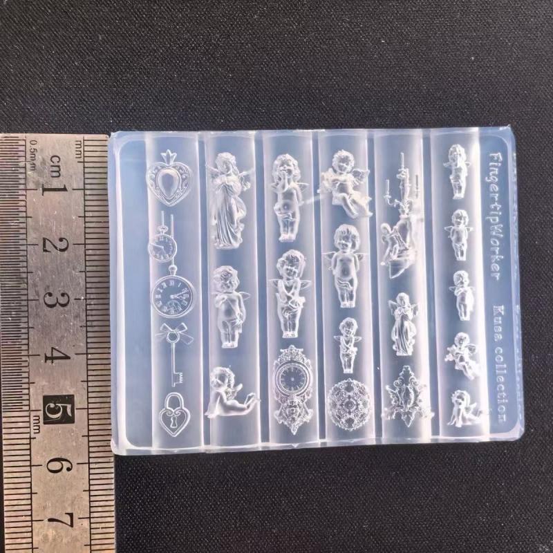 Angel Clock 3D Silicone Nail Mold Heart Lock Nails Templates Diy Nail Art Decorations Stamping Plates Manicure Design Tools
