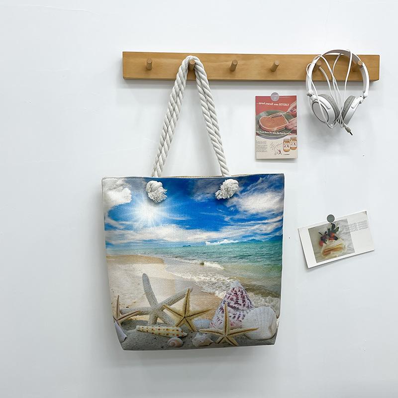 Strandväska Stor Tote Enkelaxel Damväska Trendig Casual Handväska Kort Resväska