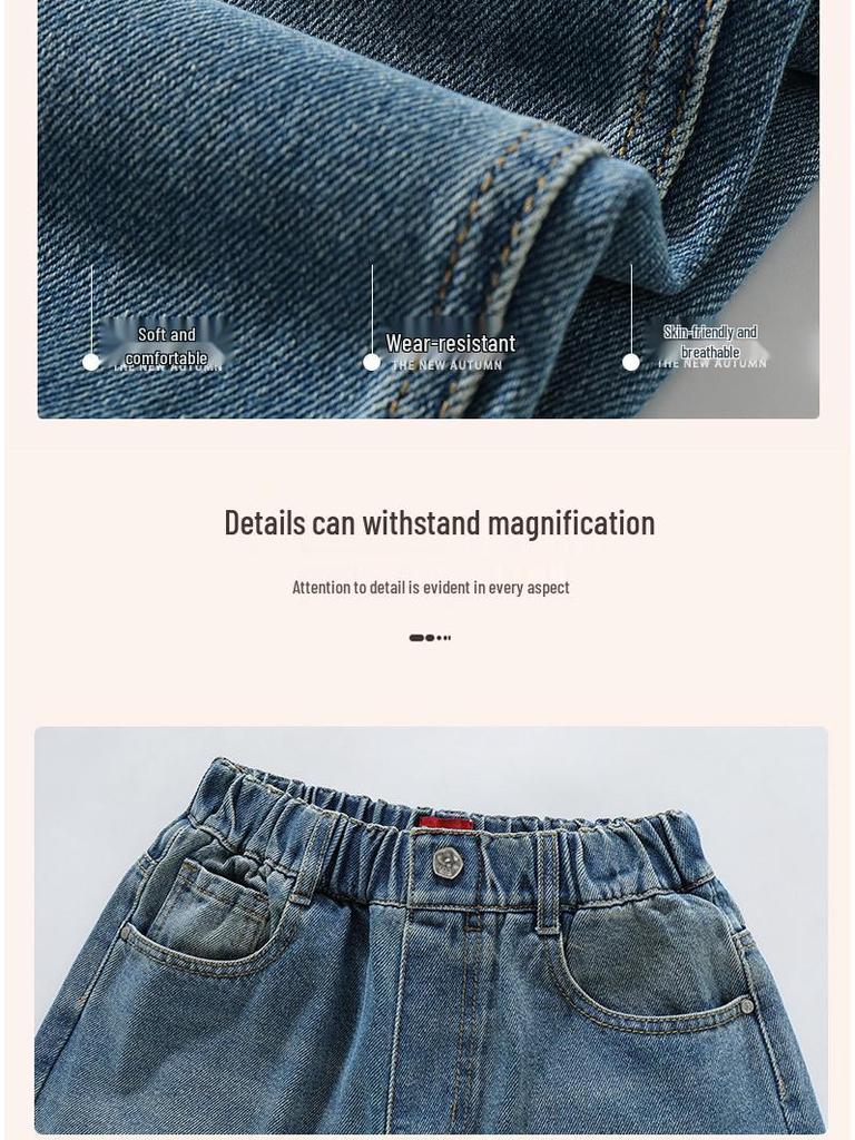 Mädchen Cartoon Straight Leg Wide Jeans - Frühling/Herbst 2025 Kollektion für große Kinder