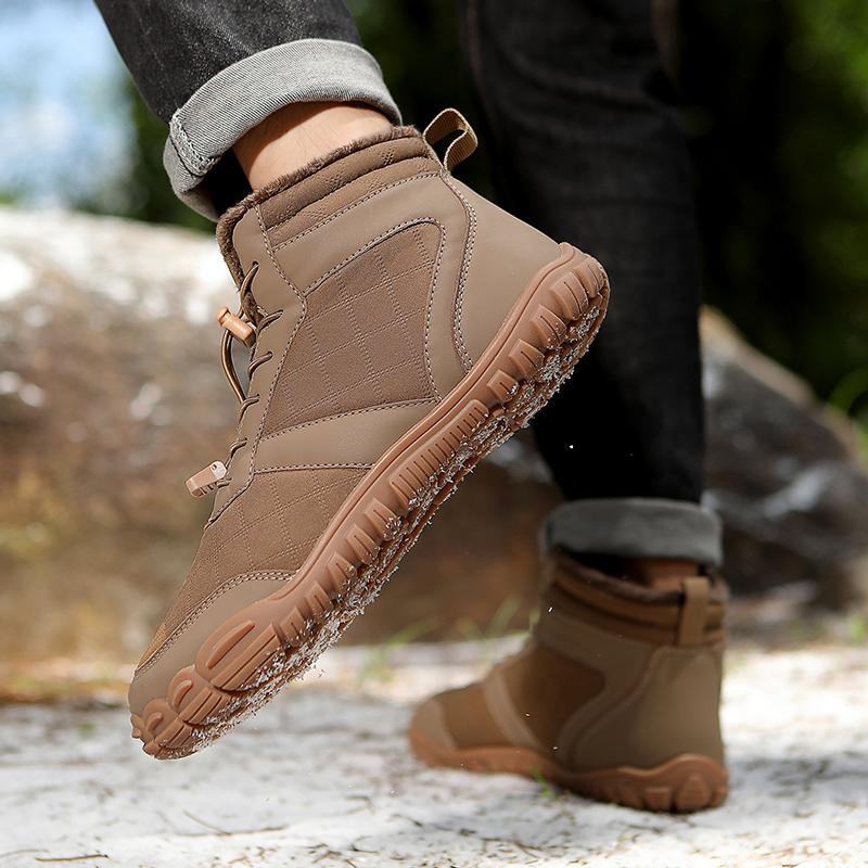TUINANLE Winter Footwear Barefoot Shoes Womens Hiking Boots Wide Toe Box Walking Shoes Men Plush Boots