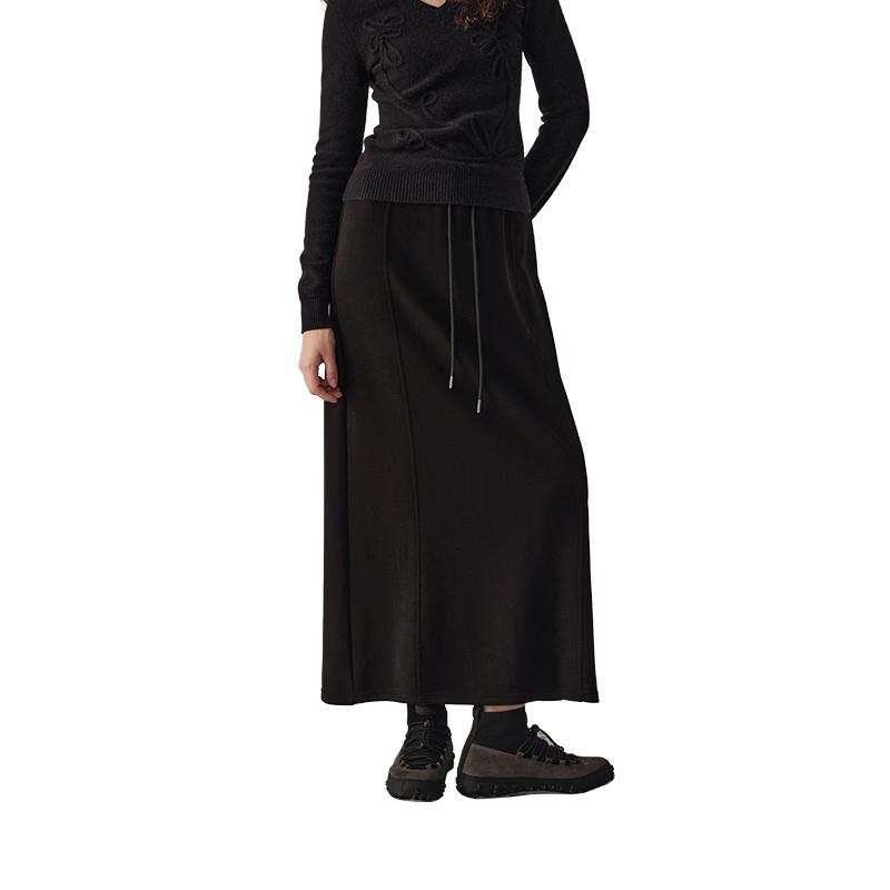 GREEN BELT Lyocell Blend Drawstring Straight Skirt S