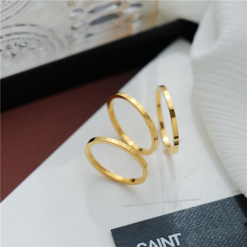 Korean Style Thin Gold Plated Couple Rings - Women's Knuckle & Index Finger Jewelry