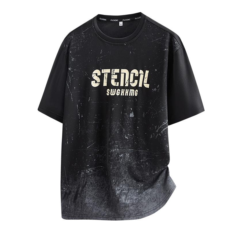 Dmao Short sleeved T-shirt men s summer casual loose half sleeved T-shirt men s breathable T-shirt 2XL чёрный