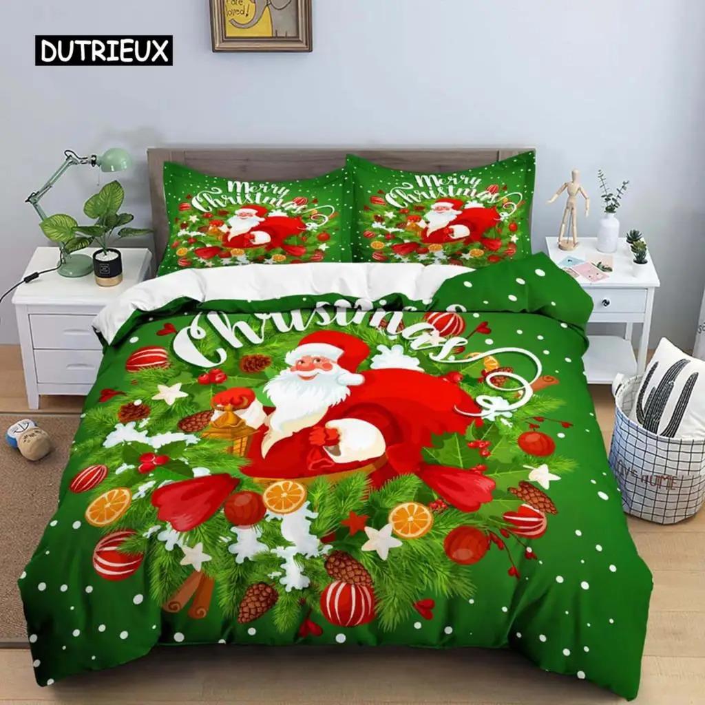 Santa Claus Print Duvet Cover for Adult Kids Microfiber Bedding Set Pillowcase Christmas Decor Quilt Cover 23pcs King Twin Size
