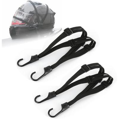 2Pcs Universal Motorcycle Helmet Luggage Rope – 24" Retractable Elastic Bungee Cord With 2 Hooks – 60cm (Stretch To 109cm) – Black
