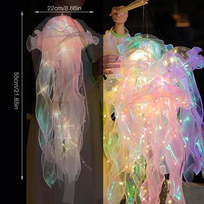 Glitter Iridescent Jellyfish Light 1 Pack Glowing Jellyfish Lamp Portable Hanging Jellyfish Atmosphere Decorative Lantern